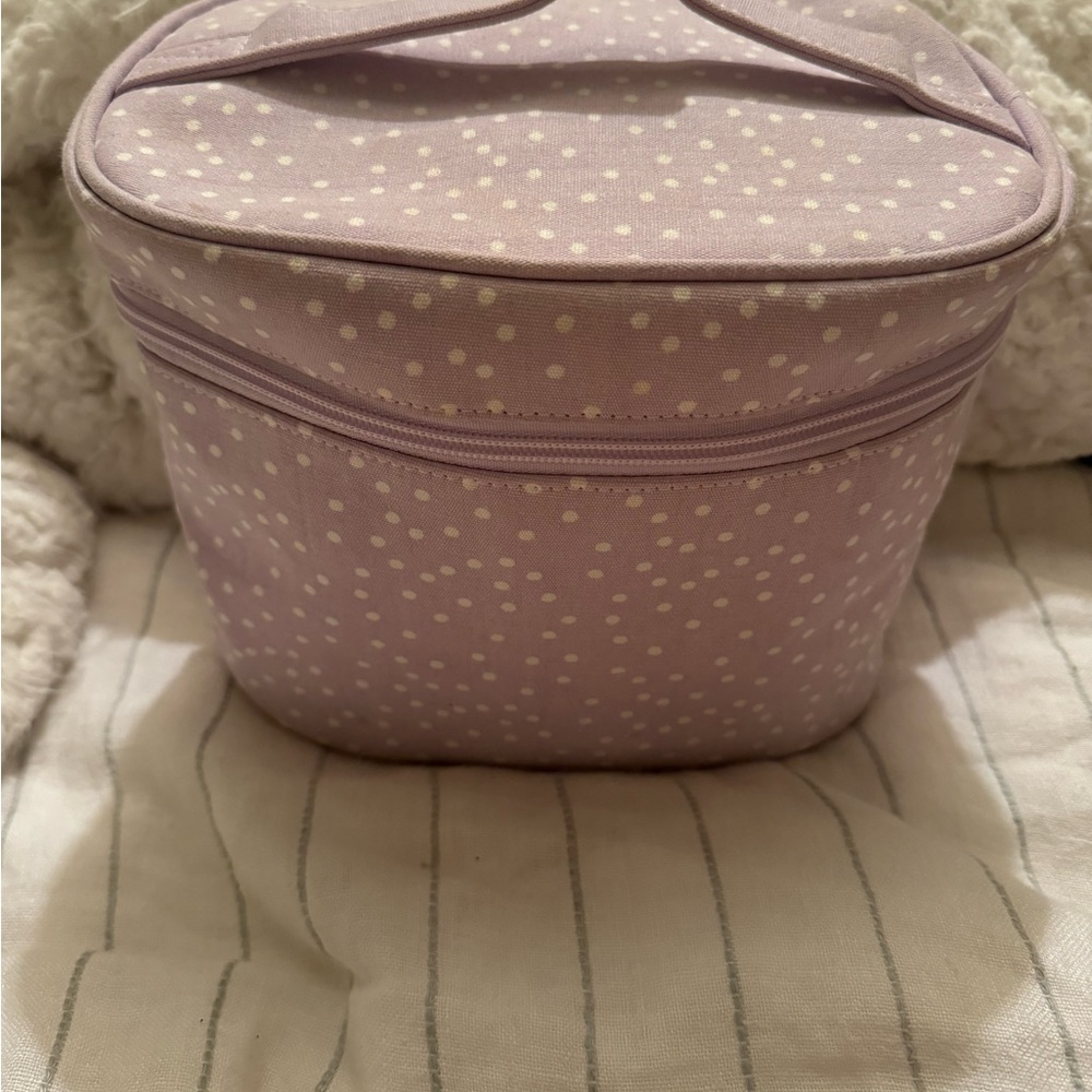 Purple and White Polka Dot Cosmetic Bag